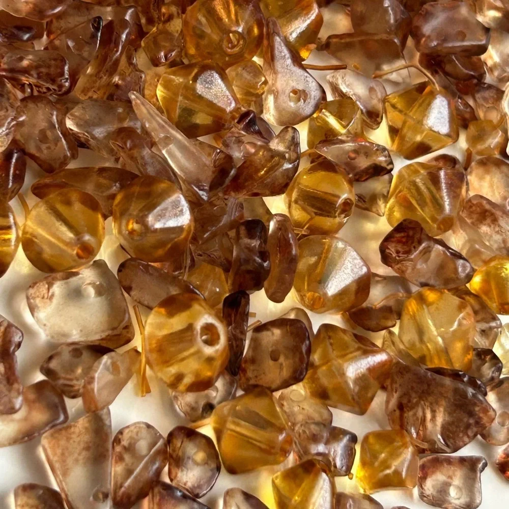 Vintage Amber Acrylic Lucite Nugget Beads DIY Jewelry Making Supplies Craft Lot - Picture 7 of 12